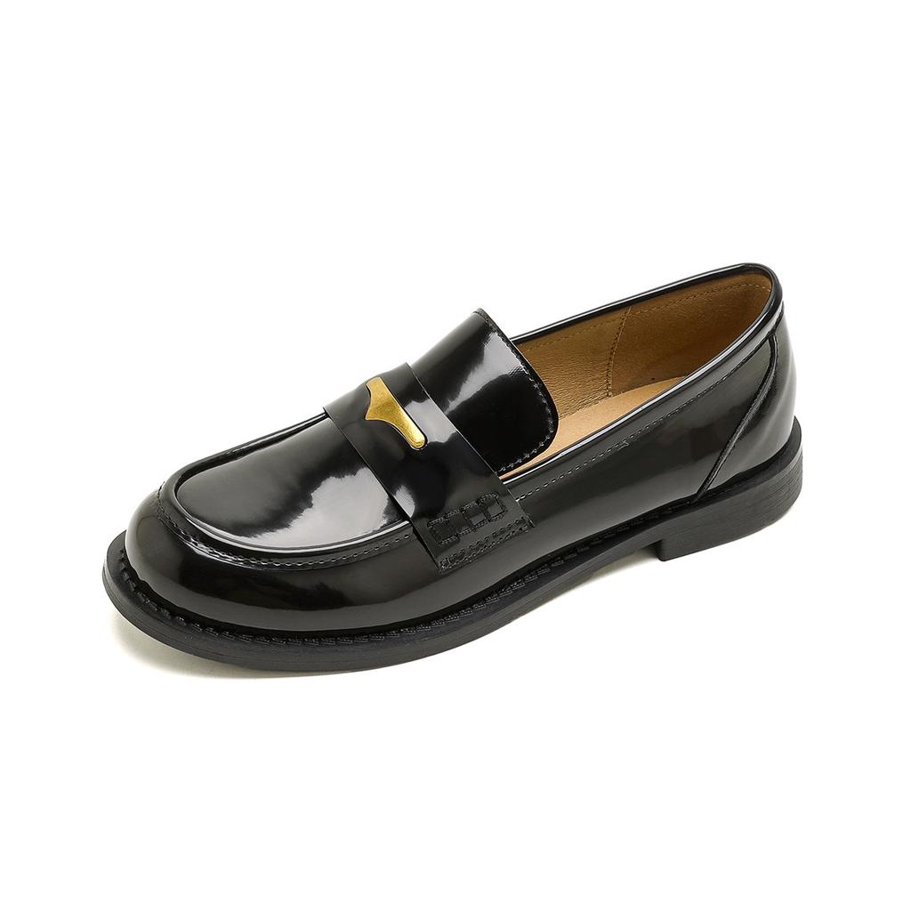 8107-11 platform-soled small leather shoes women's British single shoes women's retro commuter gold coin loafers