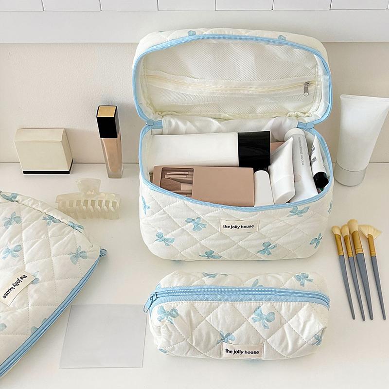 S/M/L Cute Bow Makeup Bag Women Travel Cosmetic Bag Large Cosmetic Holder Case Portable Cosmetic Pouch Toiletry Bag