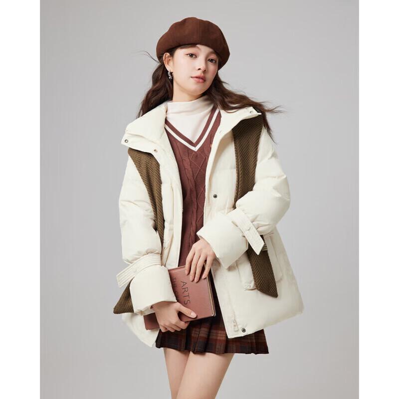 IEF Women s 2024 Winter Mid-Length White Duck Down Puffer Coat S