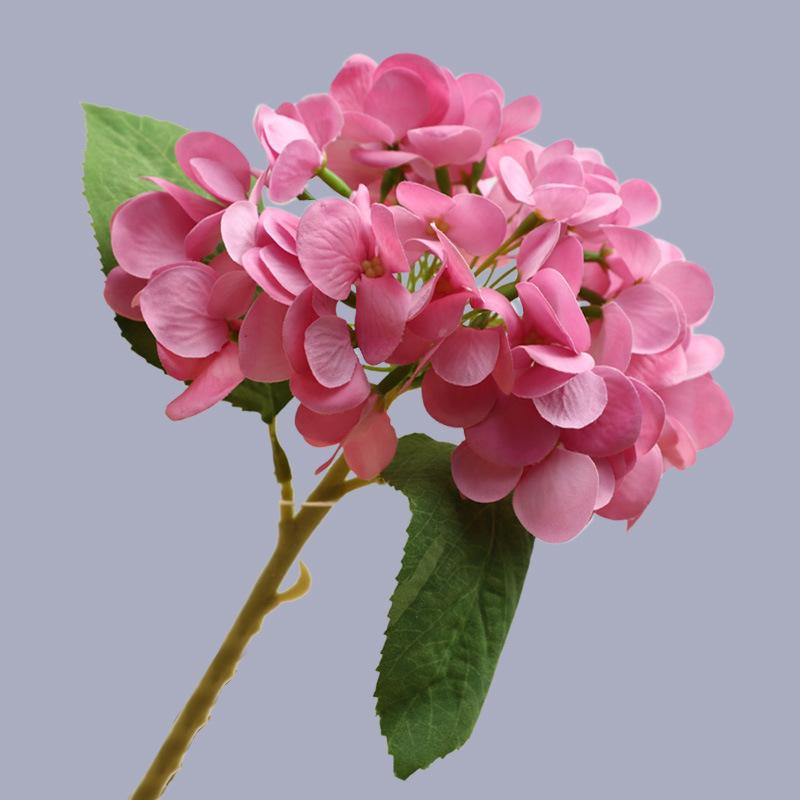 Blue Real Touch Artificial Latex Hydrangea Wedding Bouquet Pography Props Home Garden Simulation Green Plant Decoration