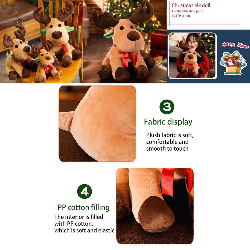 Adorable Christmas Elk Plush Toy Soft And Cuddly Deer Plushie Doll For Festive Decor