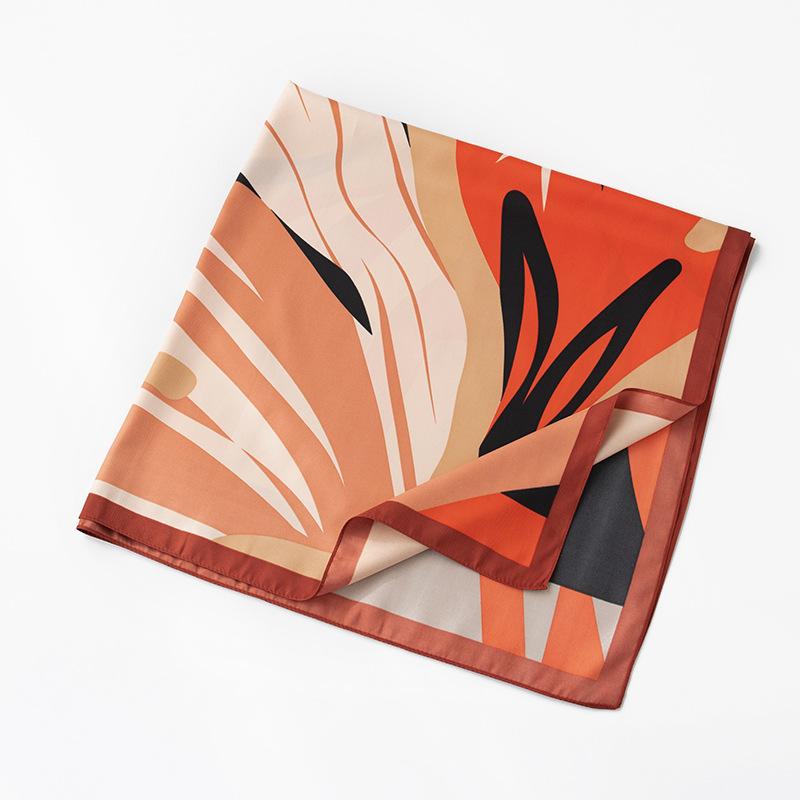 

Весенний солнцезащитный элегантный контрастный цвет маленький квадратный платок женский с высоким чувством профессиональный платок для поездок на работу простой имитация шелкового платка 90*90cm