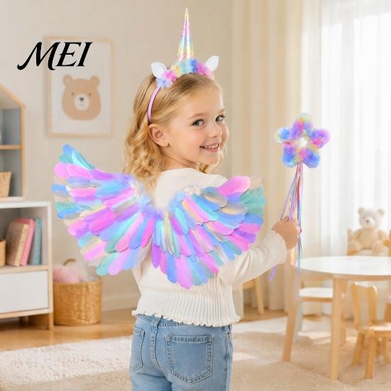 Lightweight Swan Wings for Adults Angel Feather Kids, Colorful Wing Costume Accessory Comfortable Masquerade with Elastic Strap Halloween Party,