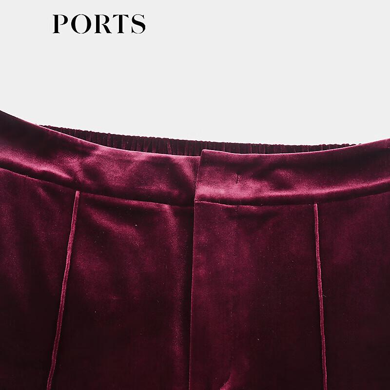 PORTS Women's Burgundy Velvet Straight-Leg Casual Pants