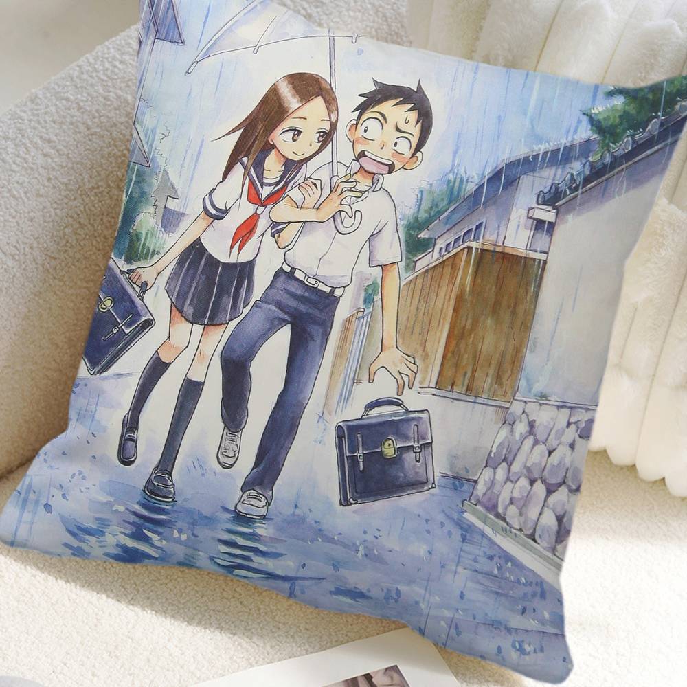 Teasing Master Takagi-san Anime Pillow Case Square Pillow Bedroom Sofa Leisure Comfort Cushion Car Home Decoration