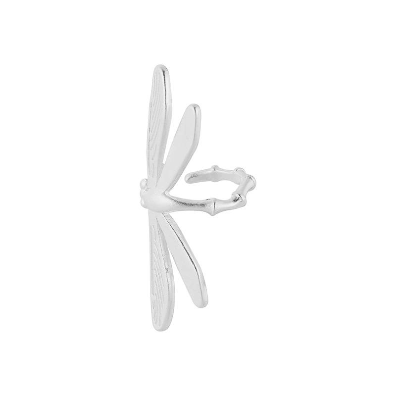 Silvery Dragonfly Earrings for Women Girls Ear Clip Niche Design Vintage Creative Jewelry Gifts Party Wholesale