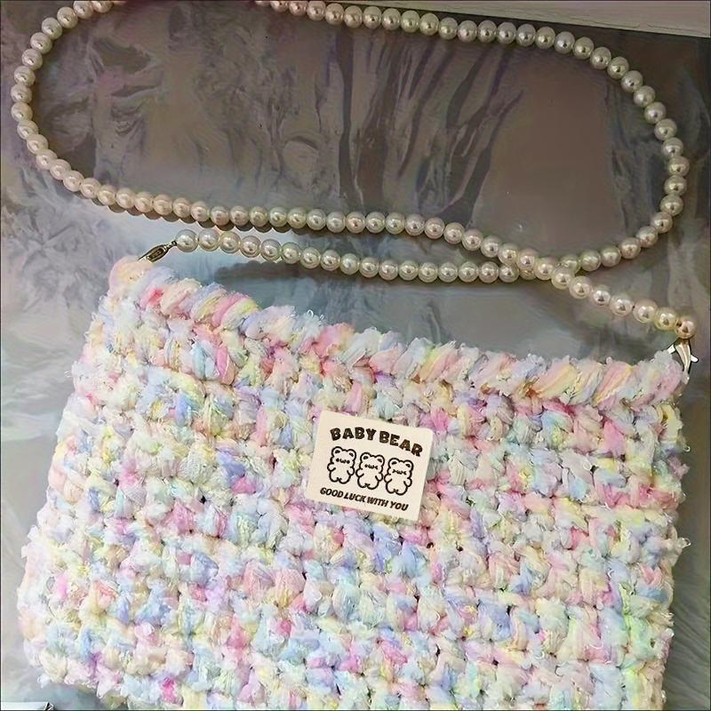 10PCS Cotton Fold-over Label Vintage Style Apparel Label Minimalist Bag Tag Wave Point Bear Cloth Label 3x2.5cm/3.7x3cm