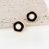 French Vintage Summer Women'S Earrings Premium Earrings Black Drop Glaze Light Luxury Stud Earrings Sterling Silver