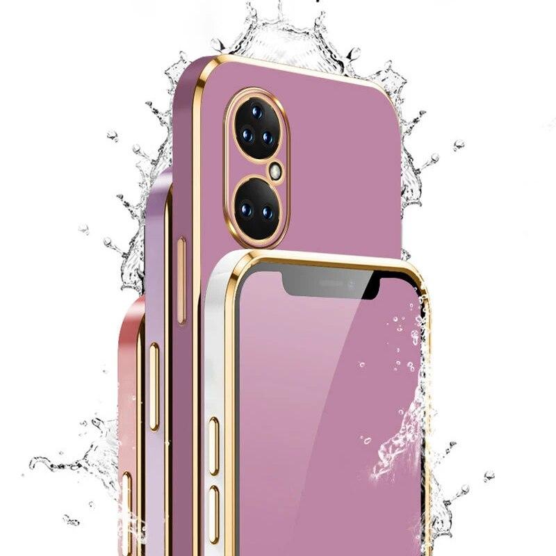 Dla Huawei P50 Pro Case Huawei P50 Phone Case JAD-LX9 ABR-LX9 Luksusowe Kwadratowe Poszycie Odporne Na Wstrząsy Silikonowe Back Cover P50 PRO Cases
