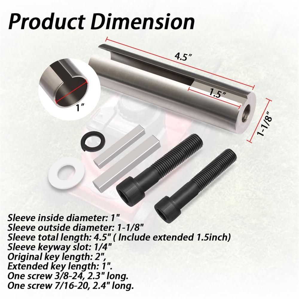 Prodloužený 1 až 1 1/8 palce 1/4" Klíčový Adaptér Hřídele Klikové Hřídele Řemenice Plynového Motoru