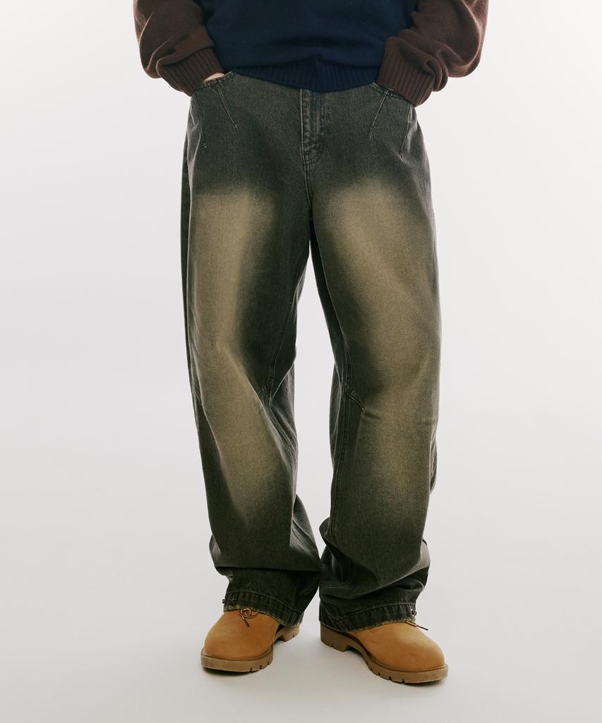 1993STUDIO Washed Wide Denim Pants_Brown
