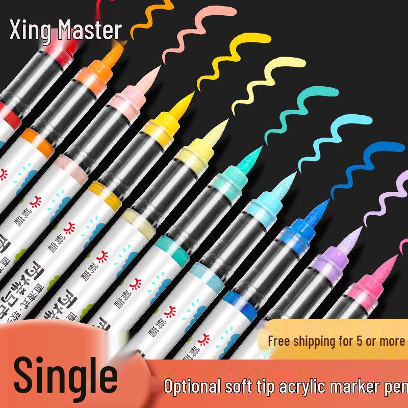 Quick-Dry Liquid Ink Acrylic Marker - Soft Tip, Single Pen with Selectable Colors, Perfect for Students