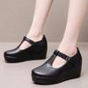 6cm Small Size 32-43 Vintage All Match Comfortable Shallow Soft Leather Mary Janes 2025 Fall Med Heels Platform Wedges Shoes Mom