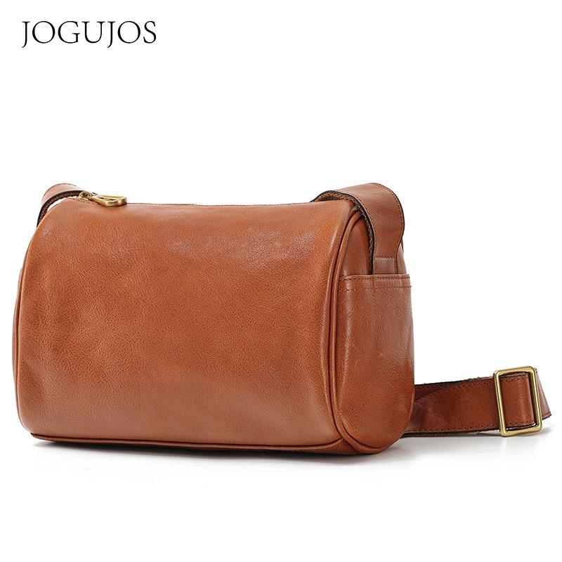 

JOGUJOS new leather messenger bag retro vegetable tanned leather shoulder bag large capacity simple women messenger bag 22.5*14*11