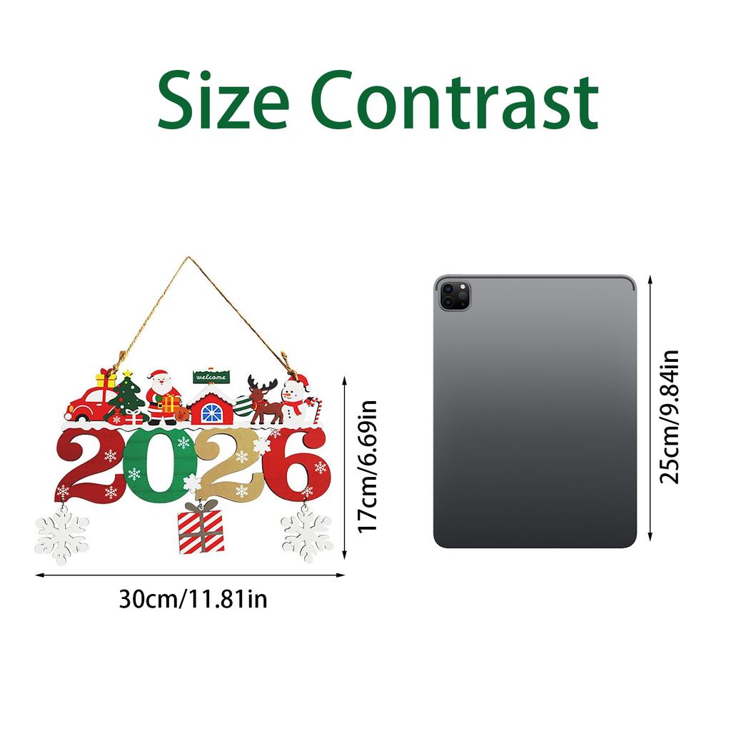 Christmas Decorations 2026 Welcome Doorplate Christmas Tree Wooden