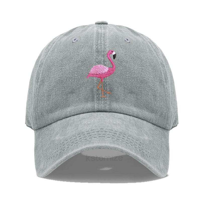Animal Embroidery Flamingo Baseball Caps For Men Women Retro Soft Washed Cotton Dad Hat Snapback Cap Dropshipping