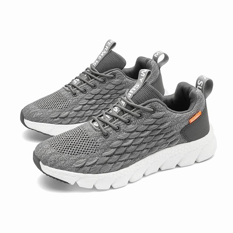 

ELUVA Мужские кроссовки для бега Легкие Дышащие Нескользящие Кроссовки Повседневная Мода Спорт Сетка Удобные Кроссовки Для Бега Для Мужчин 44 серый