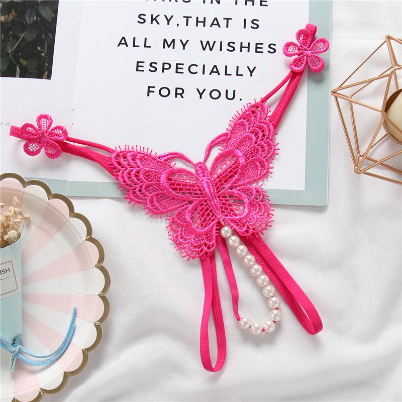 Female Erotic Lingerie Panties High Quality Intimates Women Porn Underwear Lace Butterfly Bead String Briefs Thongs for Sex