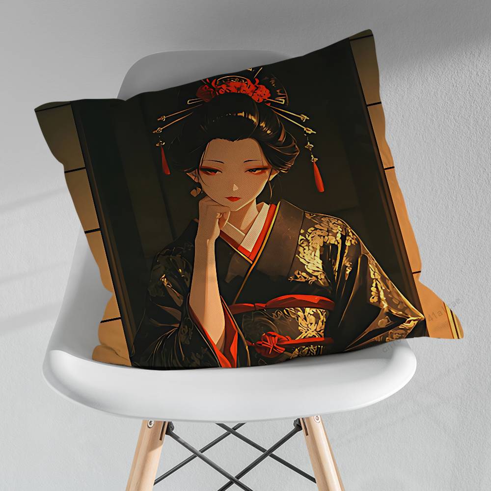 Beautiful Geisha Art Pillow Case For 30x30cm45x45cm55x55cm For Home Bedroom Decoration And Protector