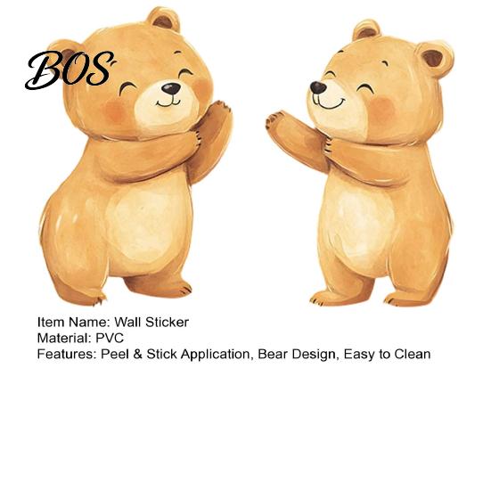 Adhesive Wall Sticker Bear Design Window Sticker, Self-Adhesive Waterproof Decal Durable for Living Room Bedroom Entrance Hall Home Decor Child-safe