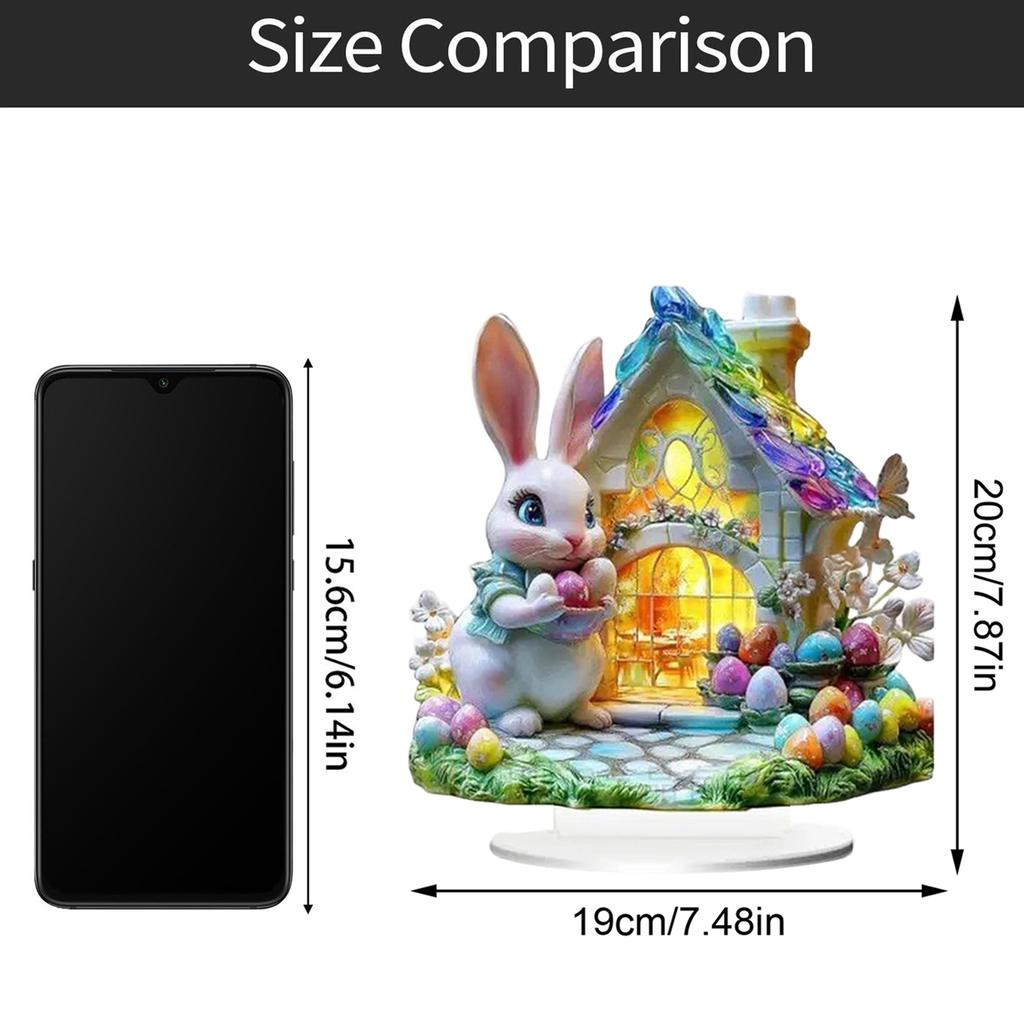 Bunny Easter Decora Spring Ornament 2D Acrylic Desktop Ornament Accessories For Living Room Holiday Party Supplie()