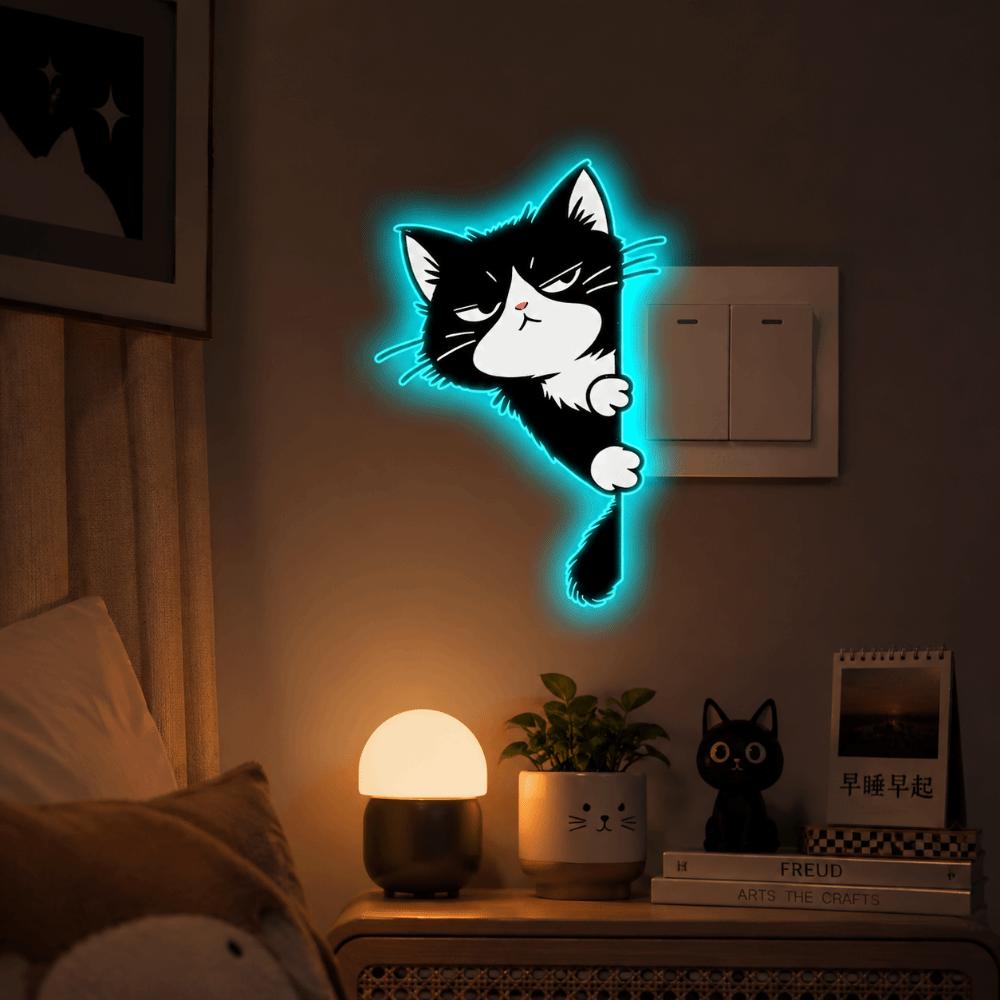 PVC Cat Wall Decals Self-Adhesive Glowing Cat Stickers Cat Luminous Stickers Bedroom