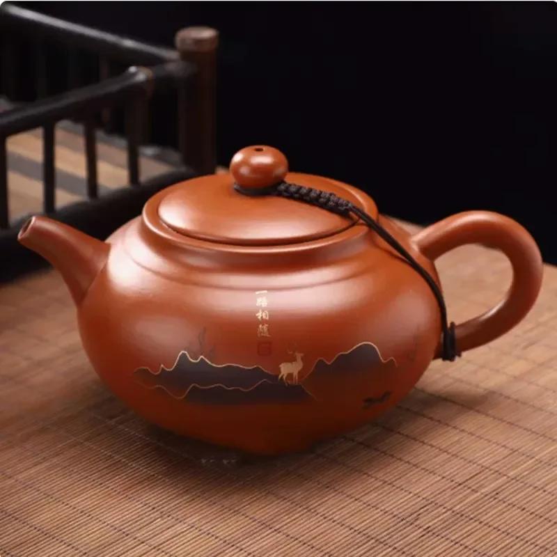 1PC 430ml Authentic Yixing Purple Clay Teapot Handmade Beauty Teapot Custom Filter Tea Infuser Chinese Tea Ceremony Accessories