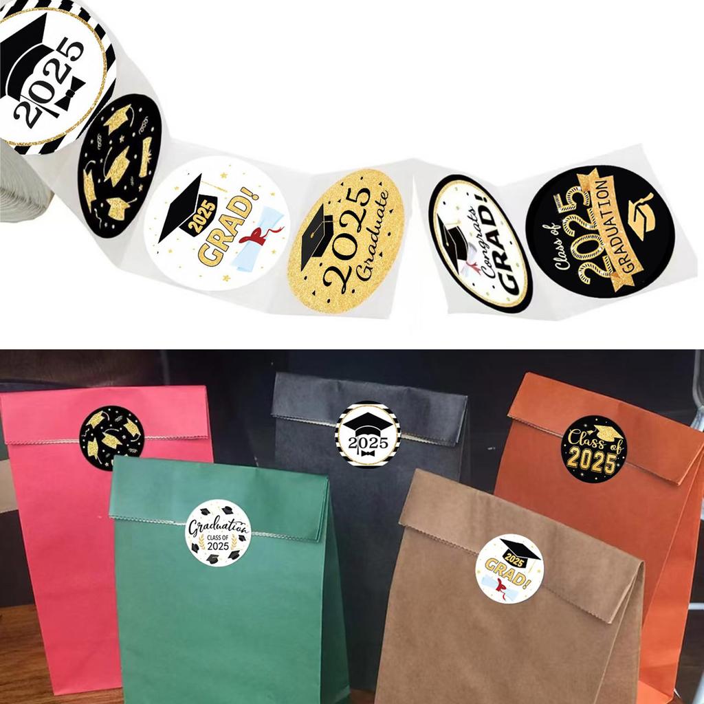 500 Counts 2025 Graduation Thank You Sticker 1.5Inch Wrapping Labels For Seal Envelope Card Packaging Party Decorating