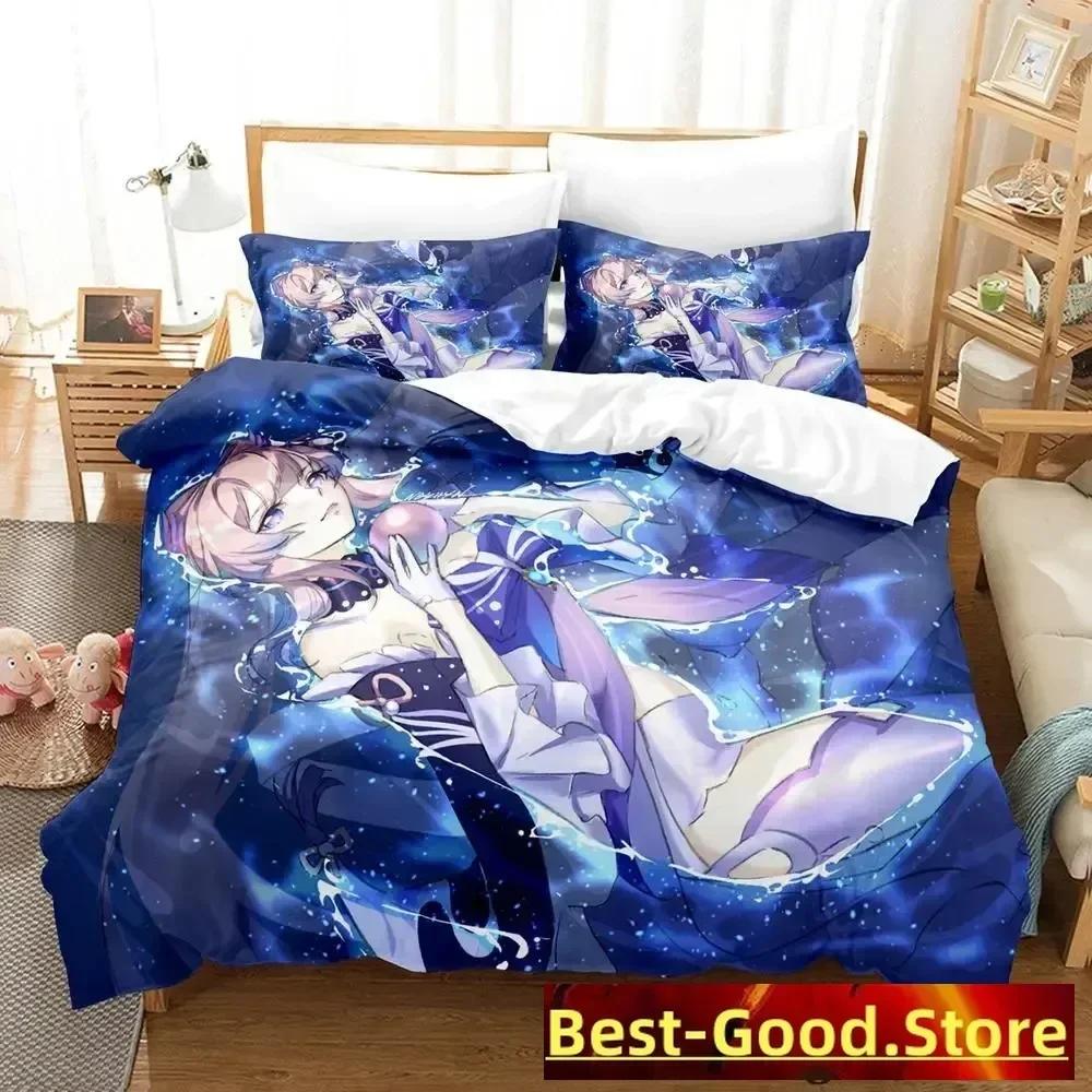 Game Genshin Impact Sangonomiya Kokomi Bedding Set Single Twin Full Queen King Size Bed Set Adult Kid Bedroom Duvetcover Sets