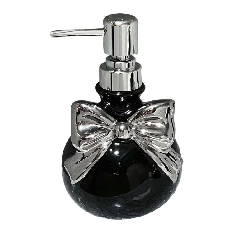 Praktyczny ceramiczny dozownik łazienkowy z pompką naciskaną Dekoracyjny kokardka Organizer na mydło Butelka Niezbędny do domowego spa