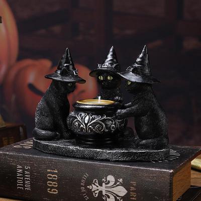 Cross-Border Halloween Candlestick: Ghostly Wizard, Magic Cat, Skull Décor