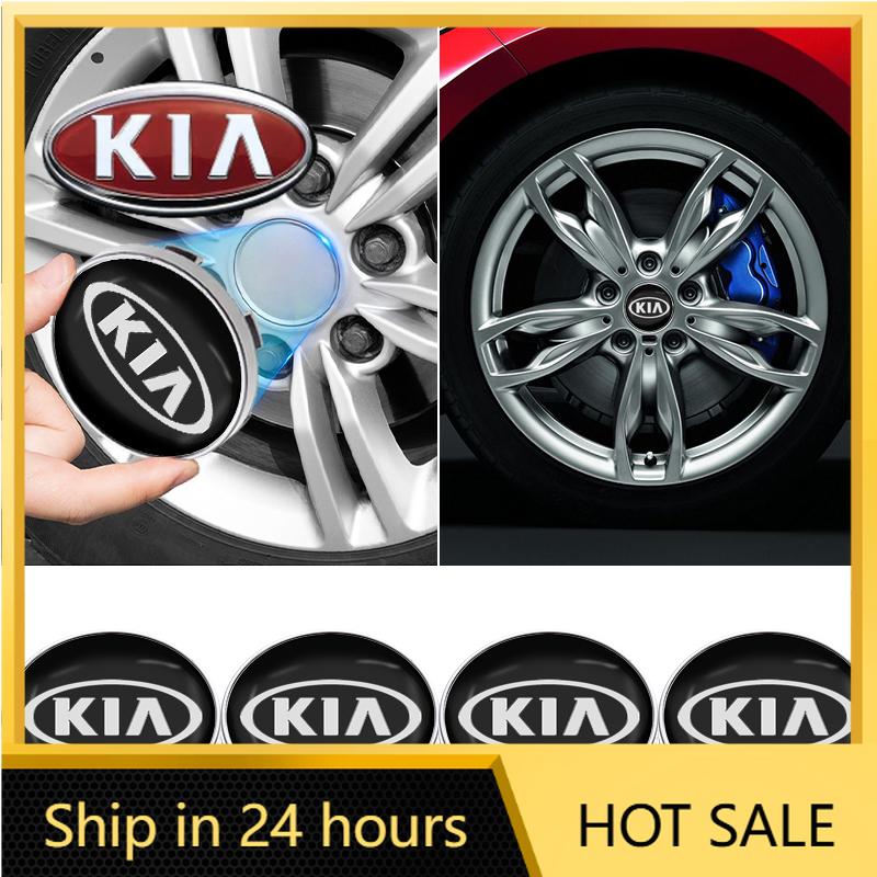 2026 Hot Car Sticker 4pcs 60mm Car Styling Wheel Center Hub Caps Stickers Badge Emblem For KIA Sportage Rio 3 Soul Optima Ceed P nero