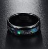 Men's 8MM Black Rose Gold Tungsten Ring with Faceted Abalone Inlay