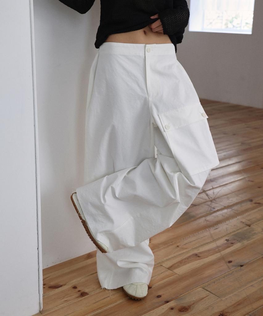 LANGER [Plc] Utility Cargo Wide Pants_3Colors
