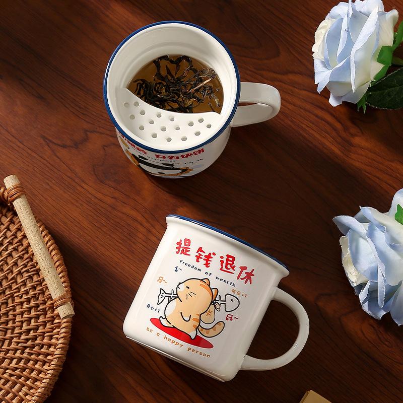 Fun Cartoon Ceramic Tea, Small Coffee Cup, Afternoon Tea for Office Workers, Breakfast Milk Cup