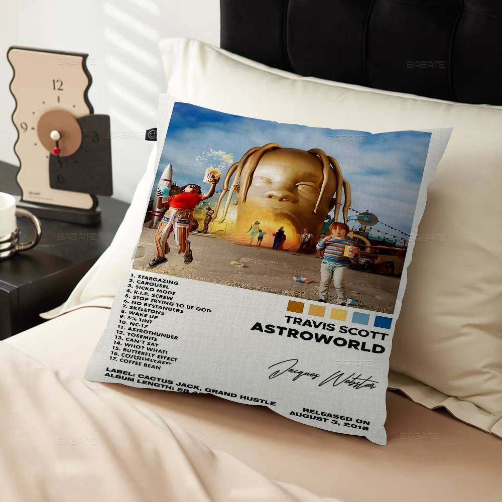 Hip Hop Singer T-Travis S-Scott Pillow Gifts Home Office Furnishings Bedroom Sofa Car Cushion Cover case 45x45cm