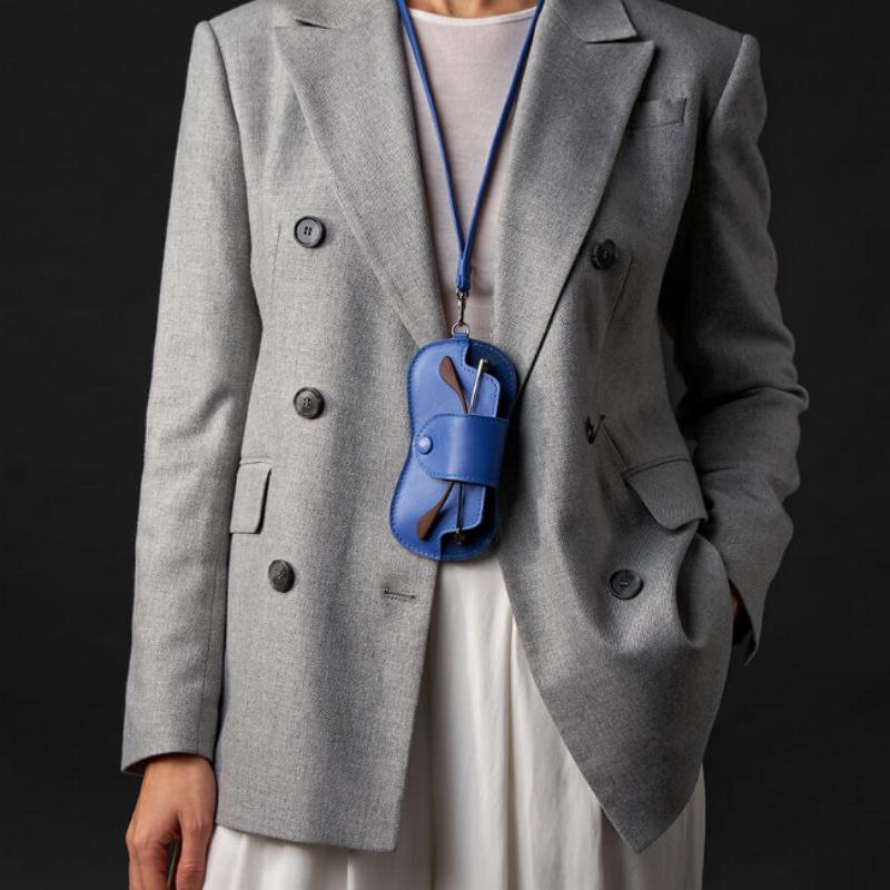 

Сумка для очков унисекс, подвесные солнцезащитные очки для чтения, очки для близорукости, защитный чехол для хранения, кожа PU, портативный держатель для очков для путешествий синий