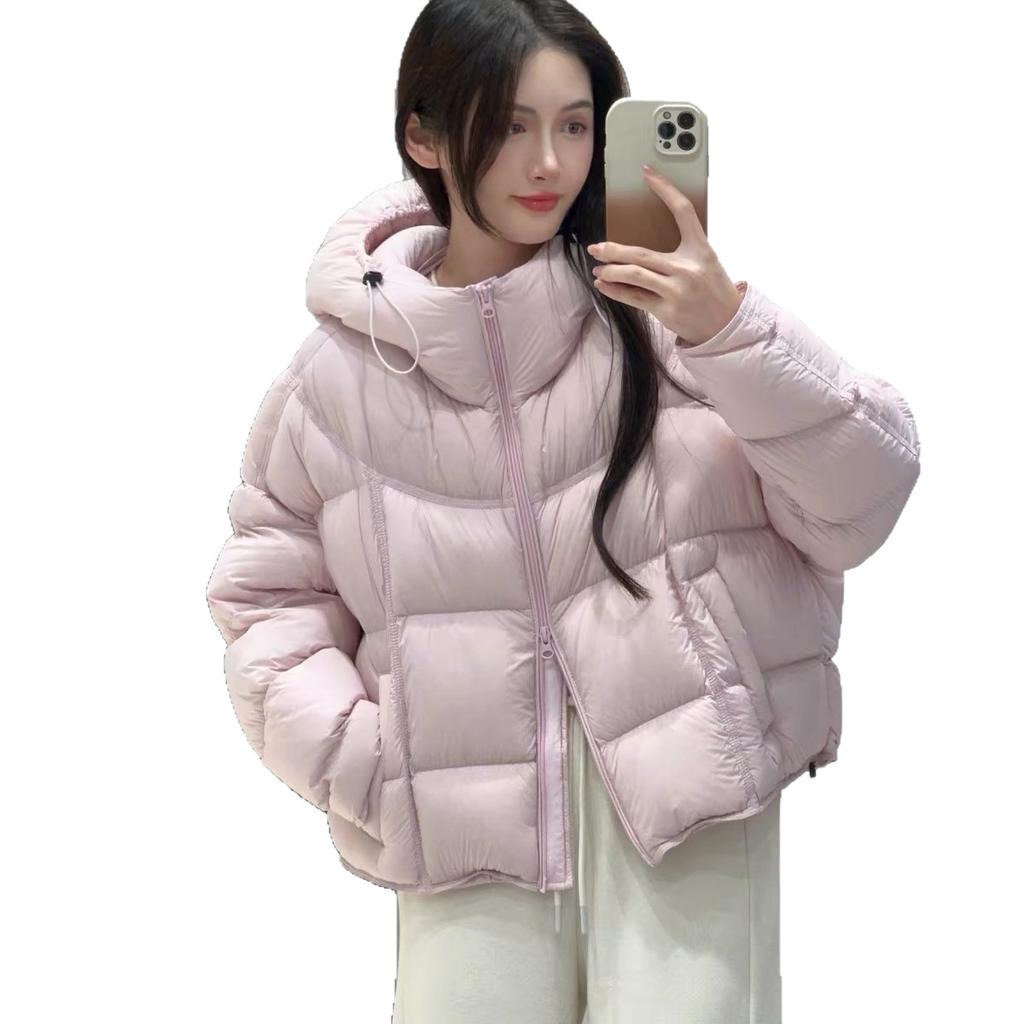 Air lamination three-proof white duck down hooded puff short women's winter new versatile thick coat
