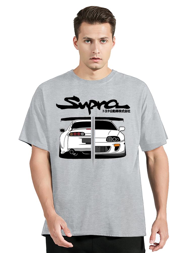 Cool T-shirt med japansk stil och bilpusselgrafik för träning Bomullstoppar T-shirts Herrkläder Översized Unisex T-shirt Streetwear T-shirt