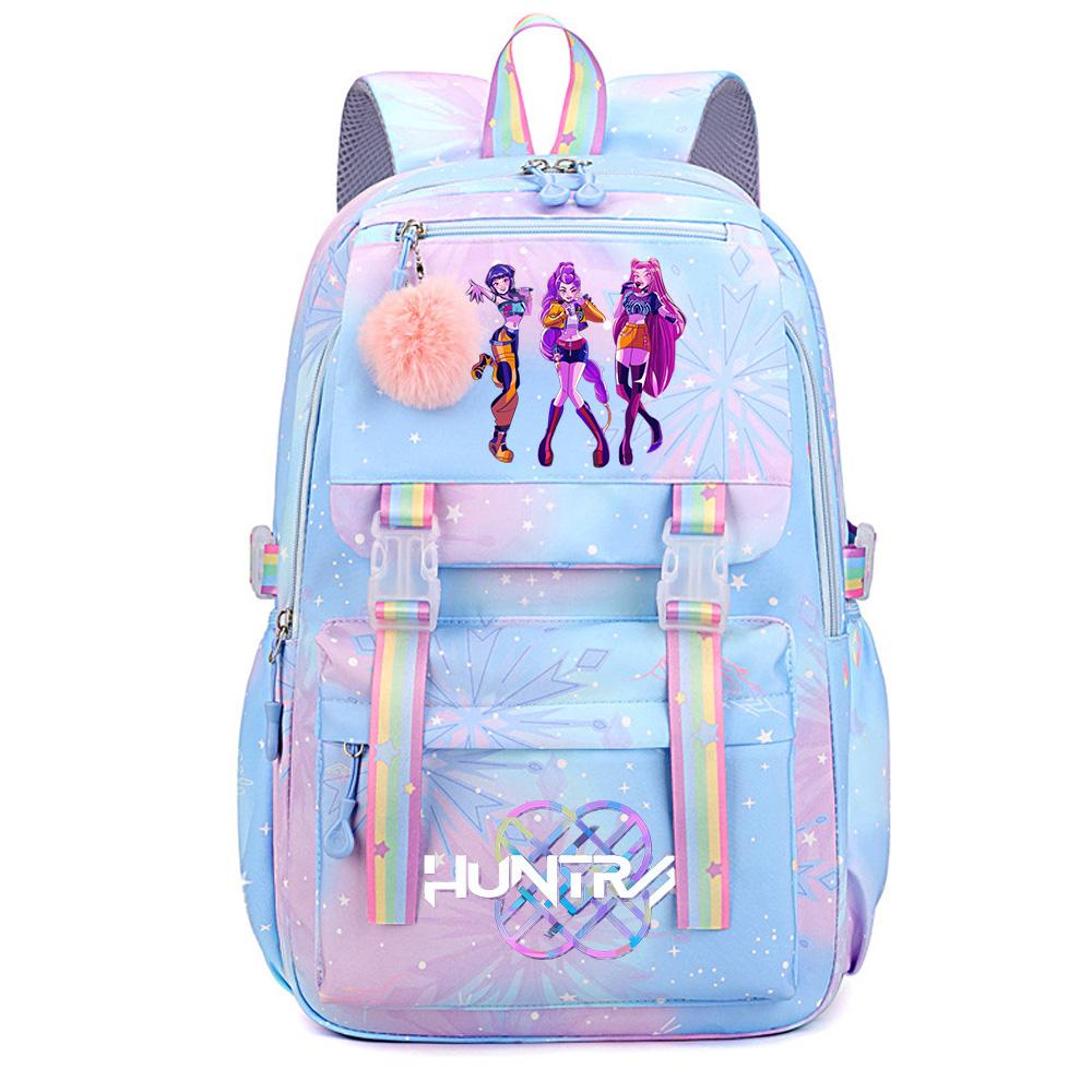 Niedlicher K-Pop Dämonenjäger Aufdruck Große Kapazität Wasserdichter Rucksack Teenger Schüler Mädchen Junge Schultasche Buchtasche Damen Große Kapazität Reisetasche