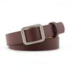 Faux Upscale Womens Leather Belt With Refined Rectangle Silver Buckle In Classic Black And Elegant Colors