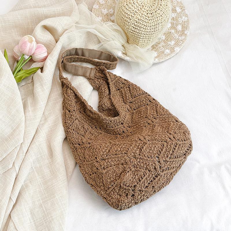 

Lazy wind big bag women s new trendy fashion knitted shoulder bag large capacity commuter tote bag