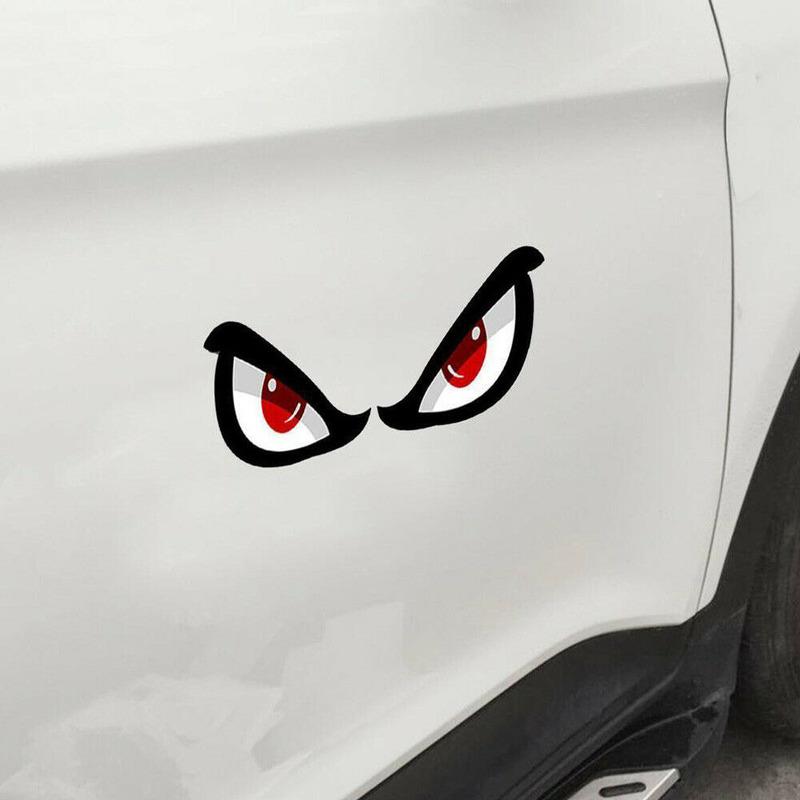 3D Angry Red Eyes Modeling Car Sticker Car Decorative Accessories Sunscreen Waterproof Sticker Motorbike Helmet Reflective Decal