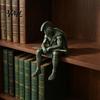 Ancient Warrior Statues Greek Shelf Sitter Statue, Sitting Soldier Figurine with Home Cabinet Decor Helmet, Historical Desktop Ornament for Bookshelf