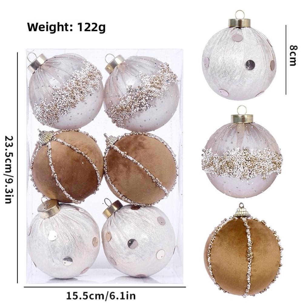 6pcs New Foam Christmas Ball Pendant Wrap Cloth 8cm Xmas Tree Charm Christmas Supplies Merry Christmas