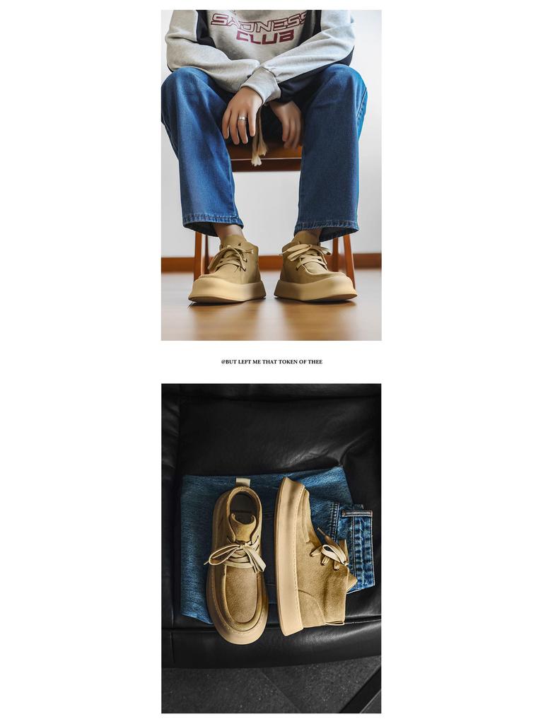 Men's Suede Leather High-Top Velvet Martin Boots - Lace-Up Thick-Soled Casual Shoes for Autumn/Winter