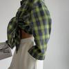 Retro Plaid Long Sleeve Loose Shirt with Turn-Down Collar for Women, 2025 Spring/Autumn