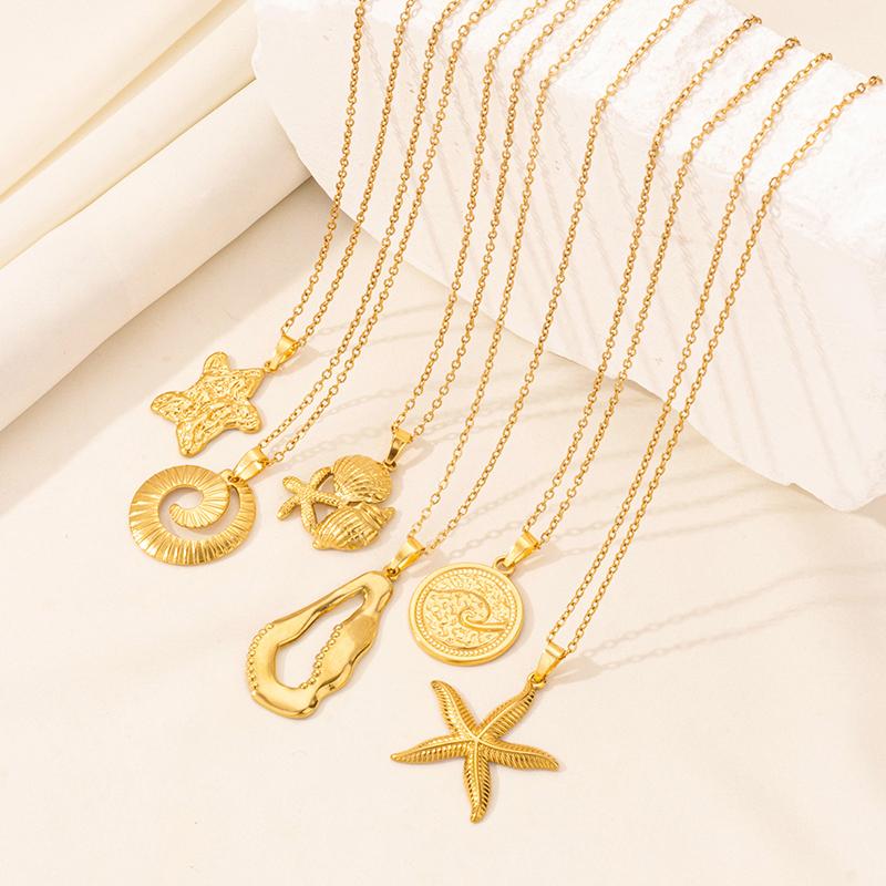 1Pc Waterproof Summer Ocean Animal Starfish Conch Shell Pendant Necklaces Sea Wave Mermaid Tail Aesthetic Collares Jewelry