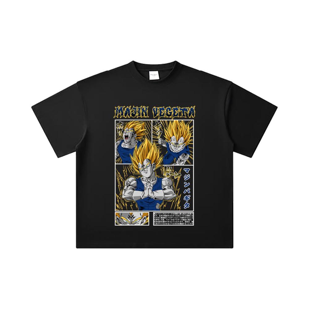 260 GSM Double Yarn 32 Count 100% Cotton Dragon Ball V45 Majin Vegeta Print Unisex Heavy Cotton T Shirt