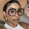 Man Women's Fashionable Plain Glasses Polygonal Frame Versatile Side Hollow Design Casual Comfortable Protective